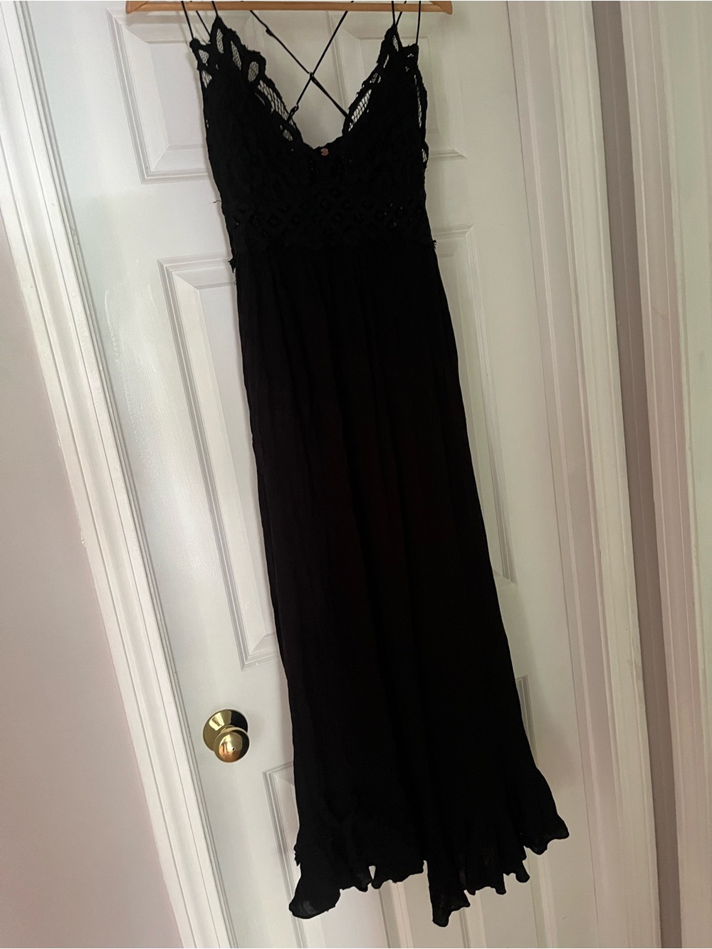 FREE PEOPLE Black Lace Bodice Maxi Dress- MEDUM